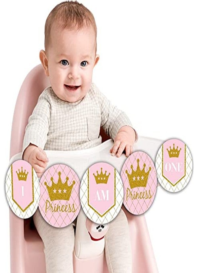 Theme My Party Princess Birthday Decoration Party Supplies for Birthday Girls (Crown Princess - I Am One Banner) - Image 1